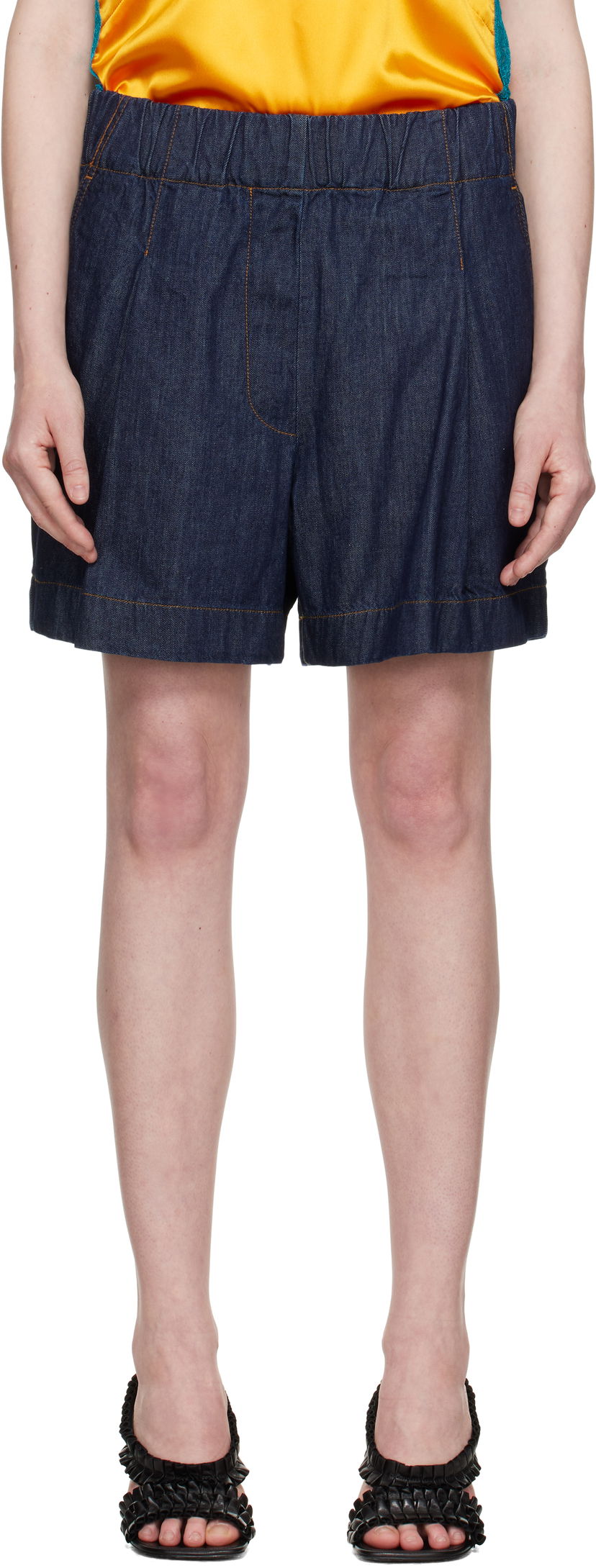 Шорти Dries Van Noten Dries Van Noten Wide Denim Shorts Синій | 251-010937-1553