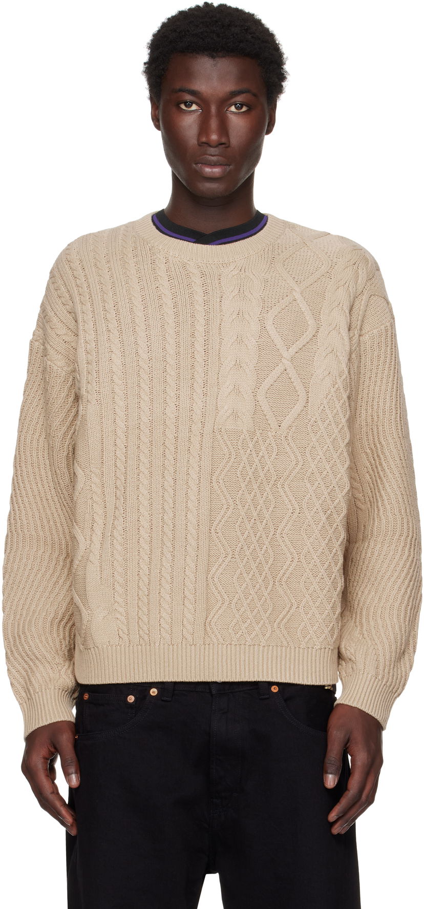 Cветр Dime Dime Mixed Cable Knit Sweater бежевий | DIMESU256SAN