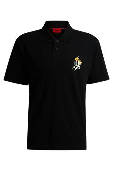 Сорочка поло BOSS Piqué Polo Shirt with Logo Artwork чорний | 50517409