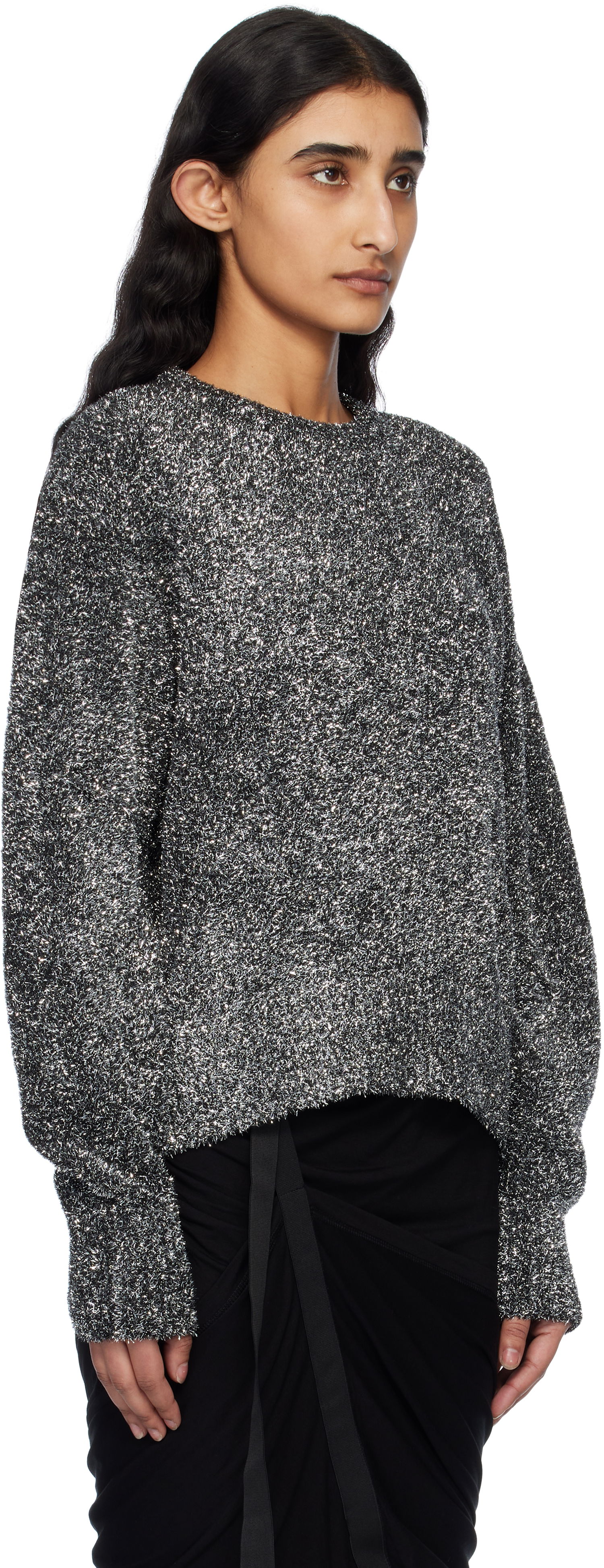 Cветр Helmut Lang Helmut Lang Apex Lurex Crew Sweater Металік | O10HW706, 1