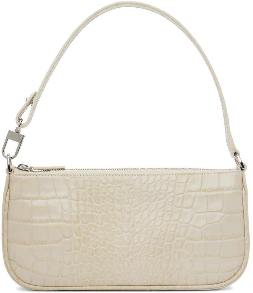 Сумка BY FAR Croc Embossed Leather Shoulder Bag білий | 18FWRCLSCEDMED