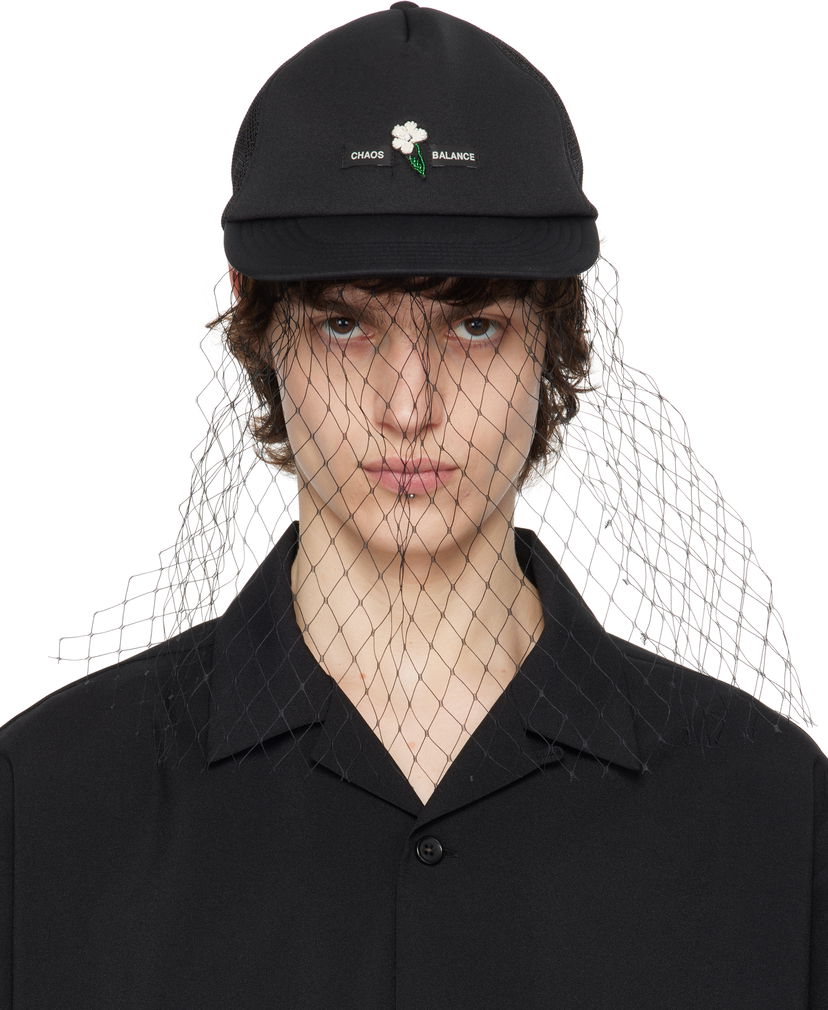 Кепка UNDERCOVER UNDERCOVER Beaded Appliqué Baseball Cap with Veil чорний | UC1E4H04