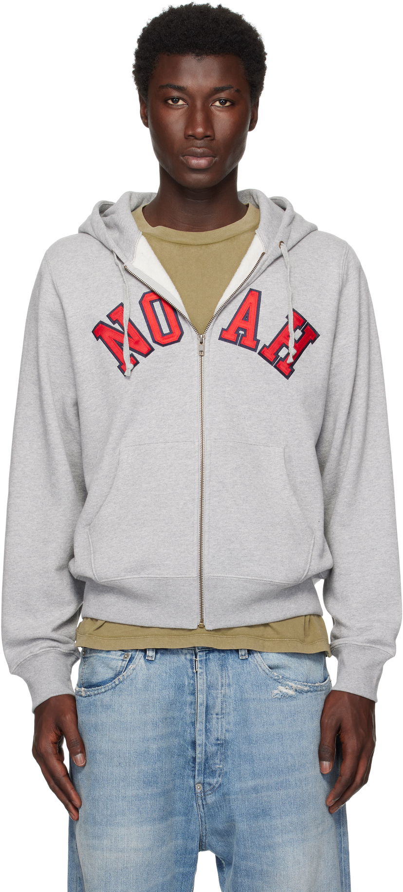Світшоти Noah Noah Arch Appliqué Zip-Up Hoodie Сірий | SS194SS25HGY