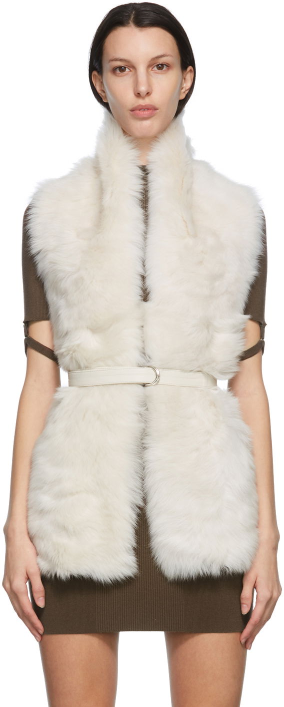 Шарф Yves Salomon Yves Salomon Belted Shearling Scarf білий | 21WAA303XXTOSX
