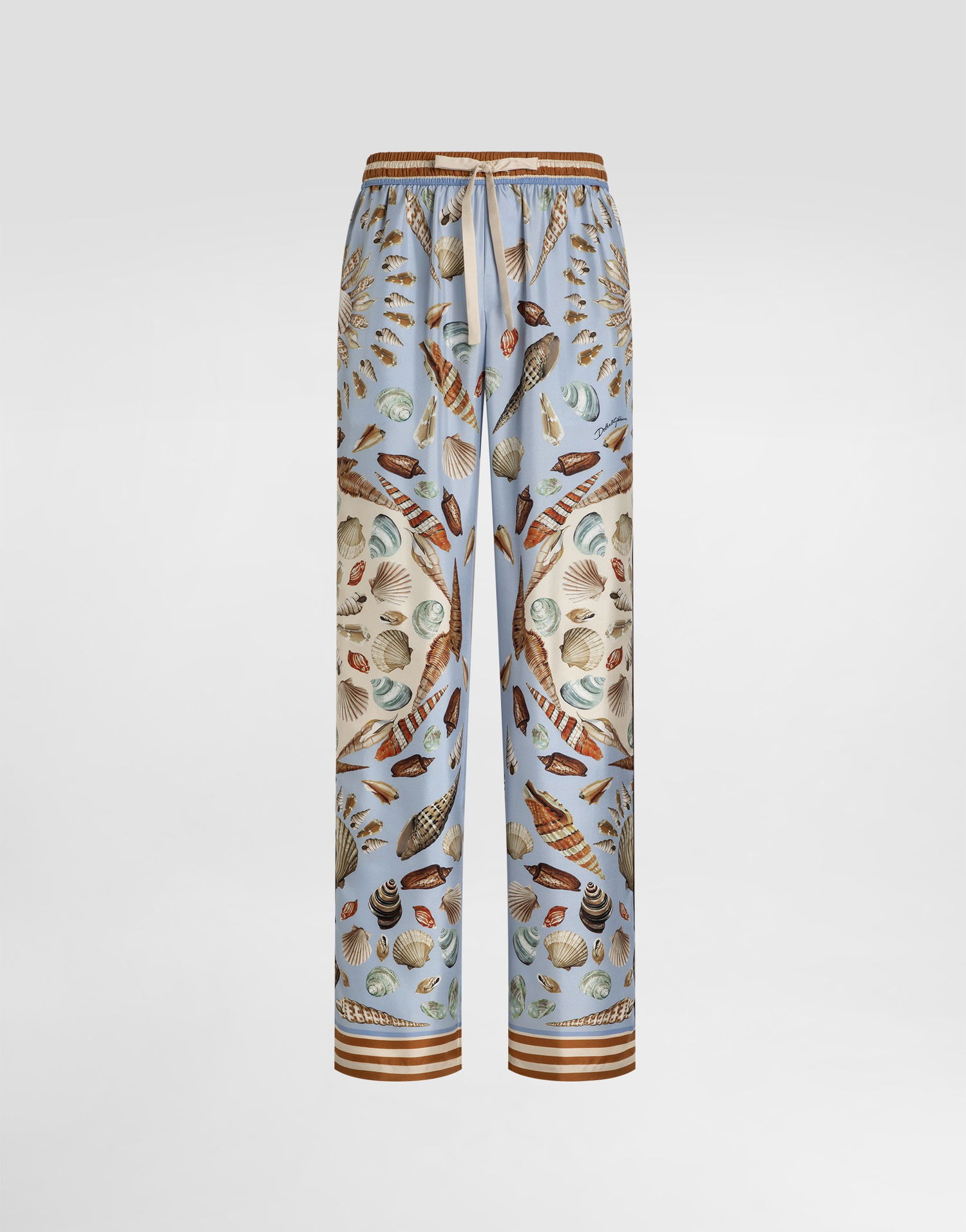 Штани Dolce & Gabbana Dolce & Gabbana Silk Twill Shell-Print Trousers Синій | GVRMATHI1ZBHC5PK, 0