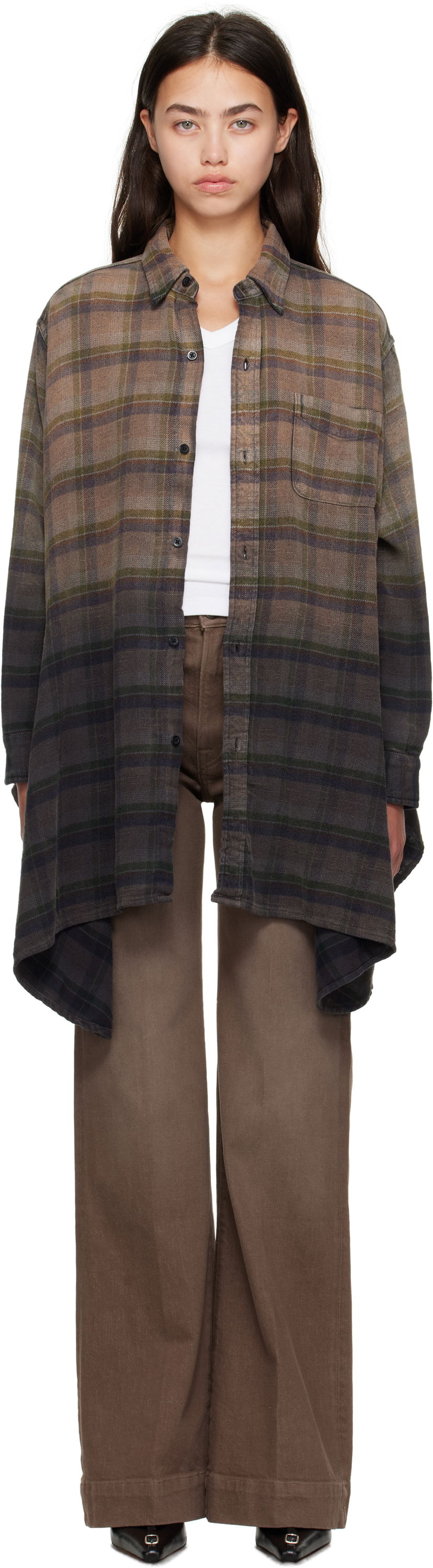 Сорочка R13 R13 Draped Plaid Shirt Коричневий | R13WR416-R552B