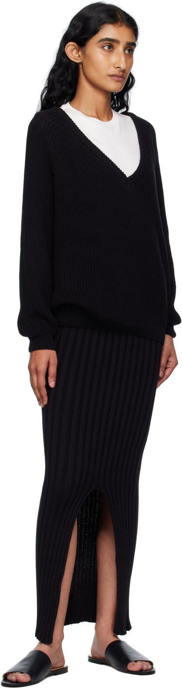 Спідниця Baserange Baserange Macau Midi Ribbed Knit Skirt with Slits чорний | SSMA-OC-AU25, 3