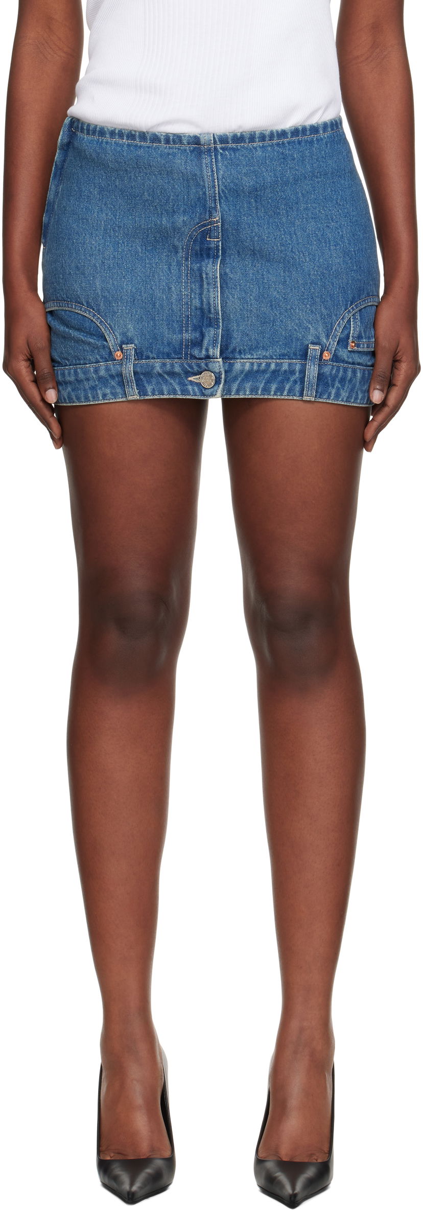 Спідниця VETEMENTS Vetements Upside-Down Denim Miniskirt Синій | WH76DK007VB