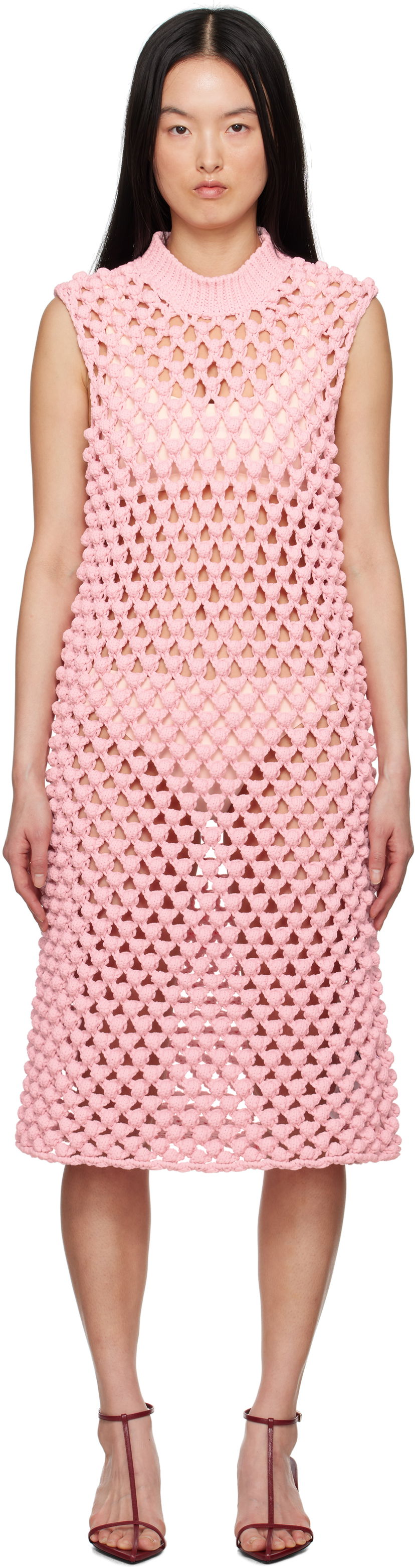 плаття Jil Sander Jil Sander Sleeveless Crochet Midi Dress Рожевий | J02CT0491_J19157