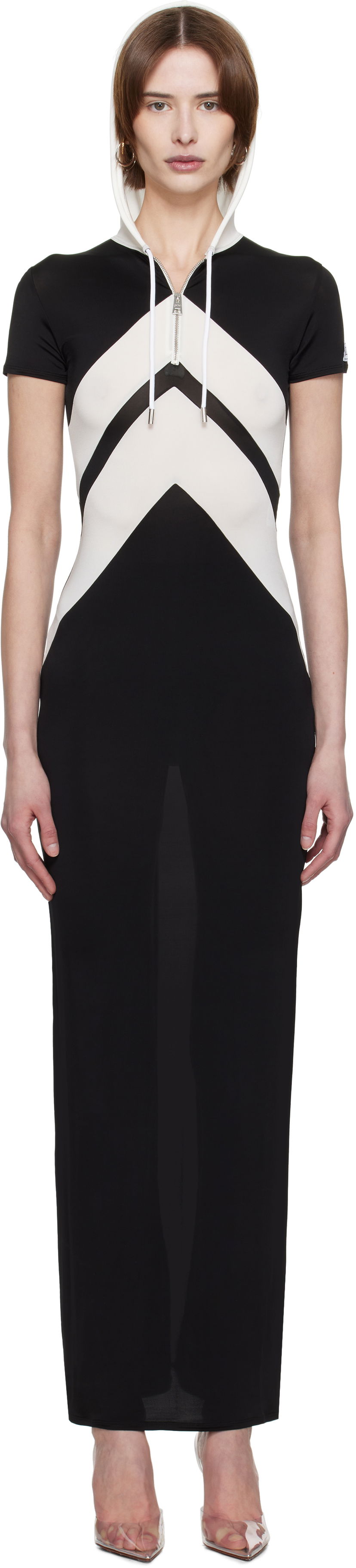 плаття Jean Paul Gaultier Jean Paul Gaultier 'The Chevrons' Hooded Maxi Dress чорний | 25/33-F-RO346P-J084-0001