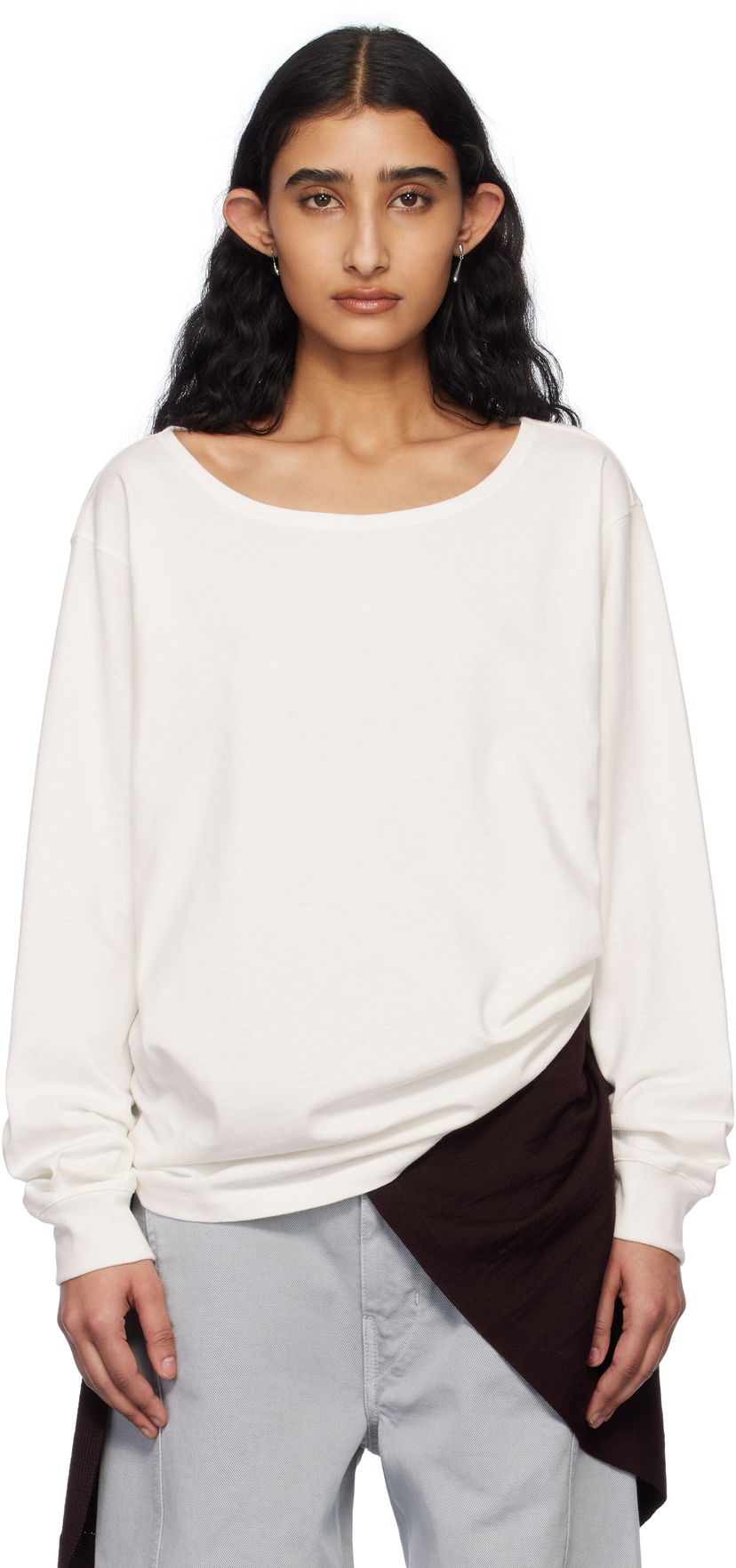 Cветр LEMAIRE Lemaire Wide Neck T-Shirt білий | TO1349 LJ1010