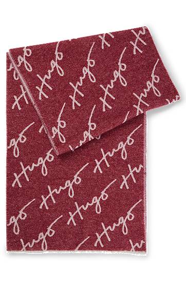 Шарф BOSS Wool Blend Logo Scarf Бордовий | 50524789