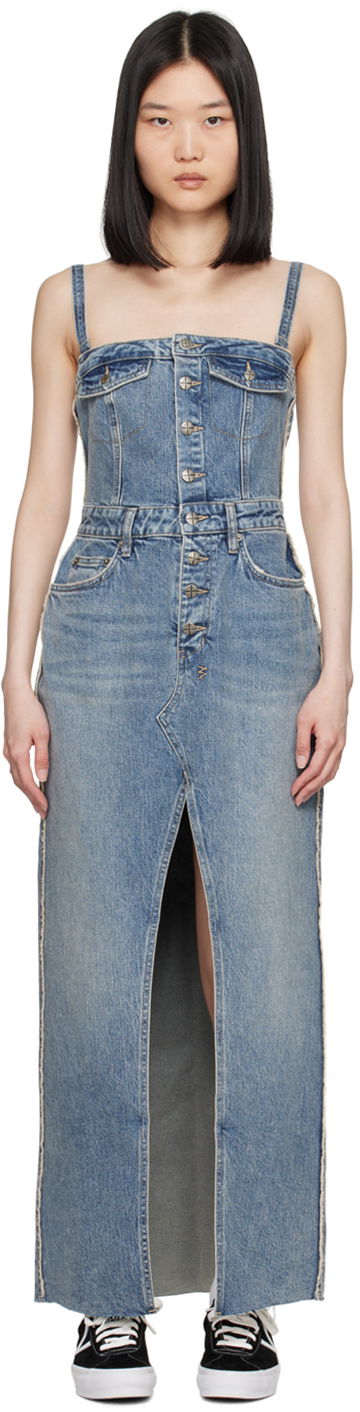плаття Ksubi Blue Paloma Frayed Denim Maxi Dress Синій | WPF24DR001