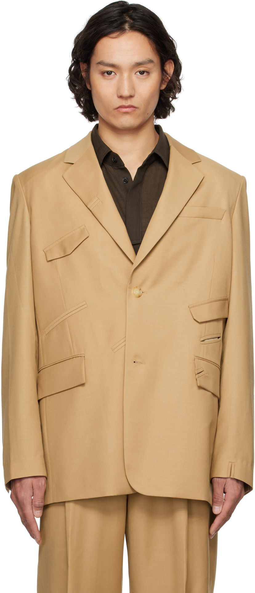 Куртка Feng Chen Wang Feng Chen Wang Multi Slash Blazer бежевий | FUS19JK01B