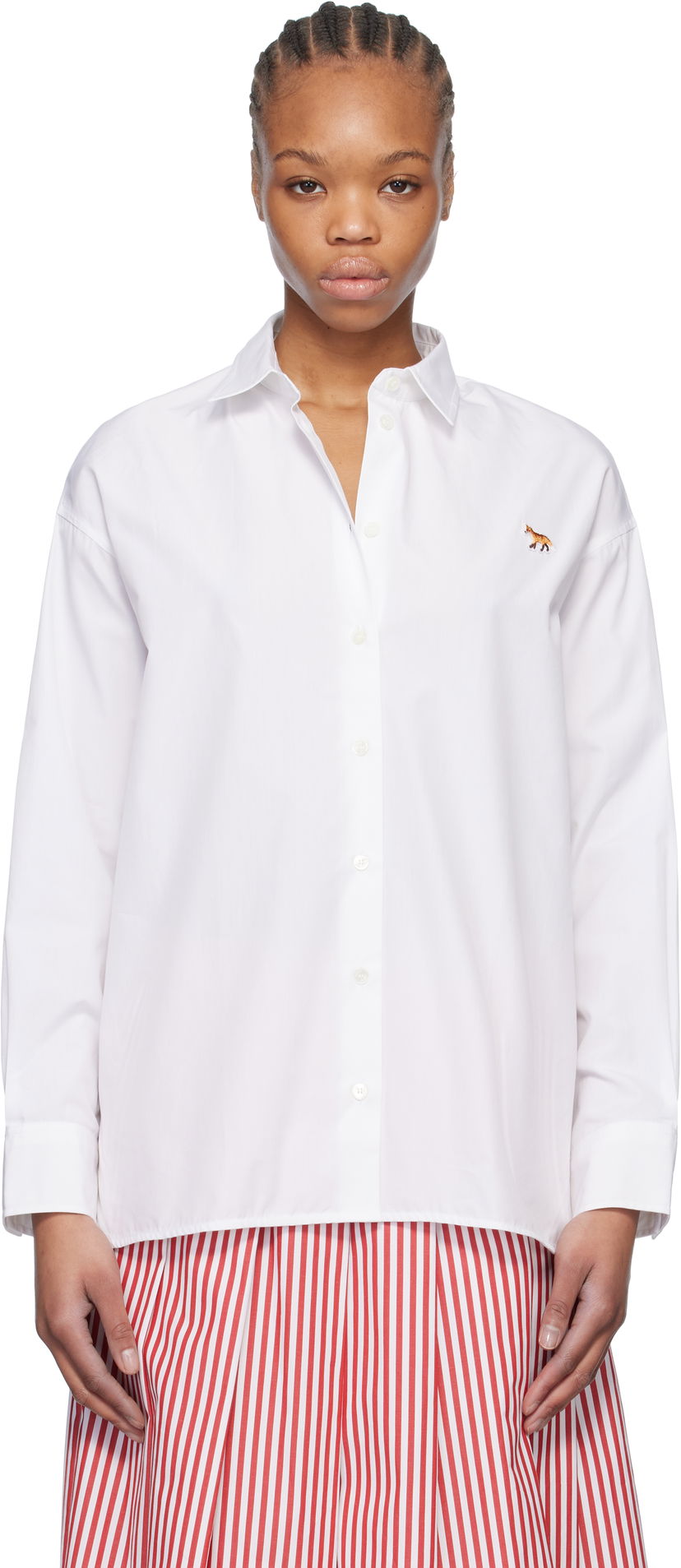 Сорочка MAISON KITSUNÉ Maison Kitsuné Baby Fox Patch Classic Shirt білий | OW00401WC0026
