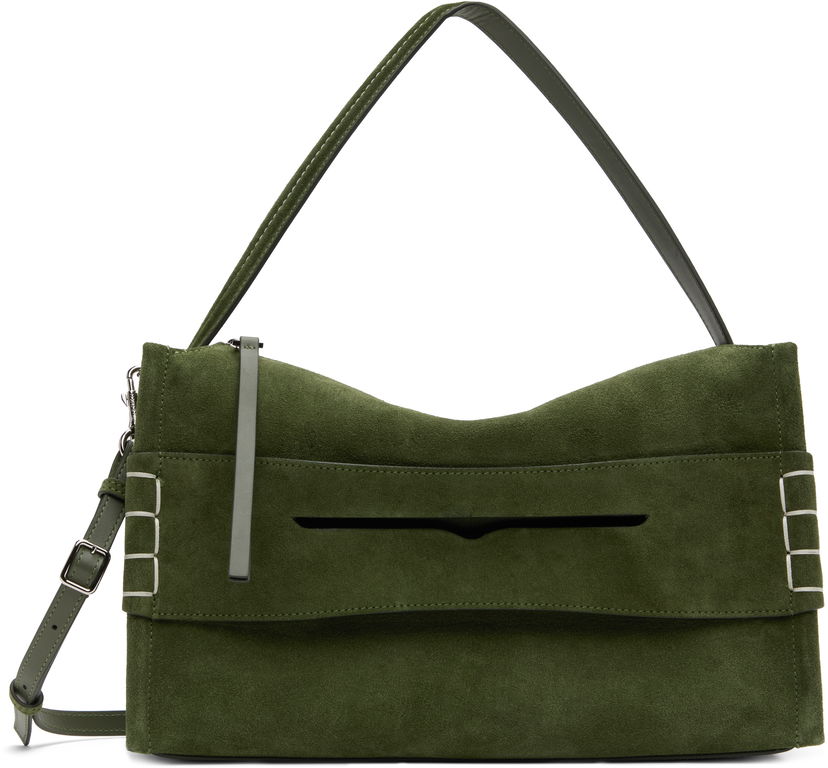 Сумка JW Anderson JW Anderson Medium Loafer Suede Shoulder Bag Зелений | HB0732-LA0364