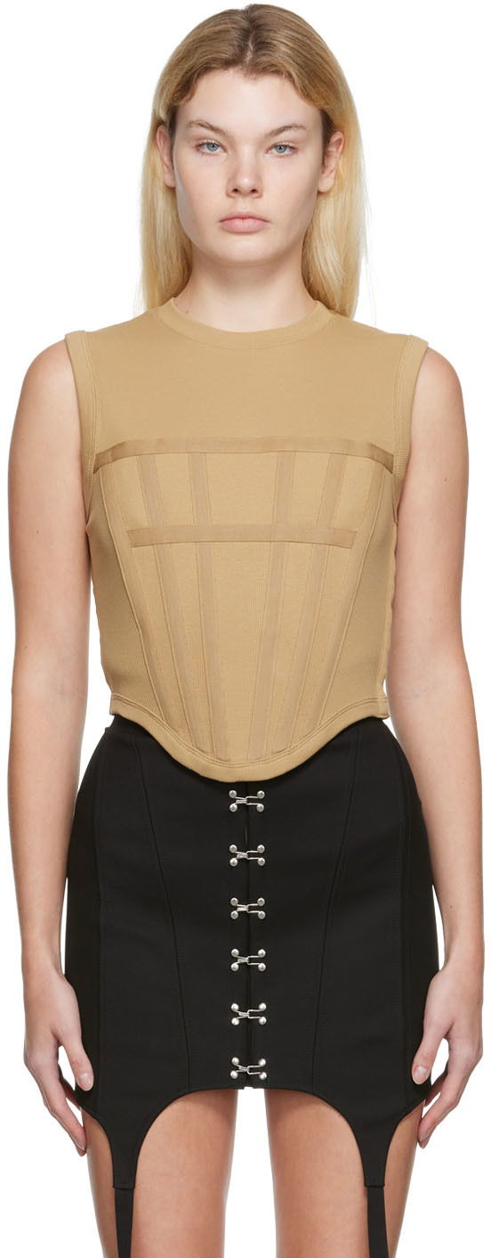Безрукавка Dion Lee Rib Knit Corset Tank Top бежевий | C3017R22