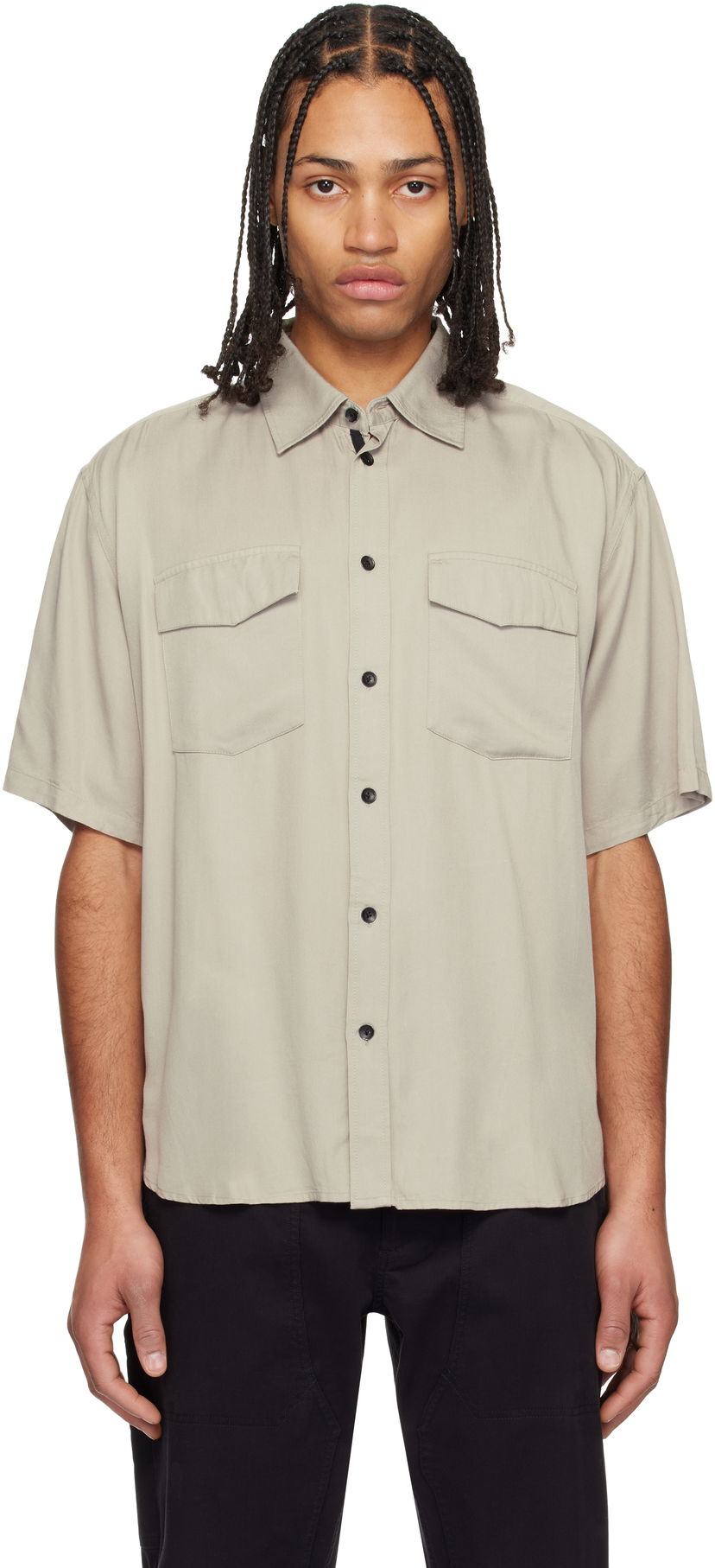 Сорочка rag & bone Rag & Bone Matthew Two-Pocket Short Sleeve Shirt бежевий | MBW24HA011VSML