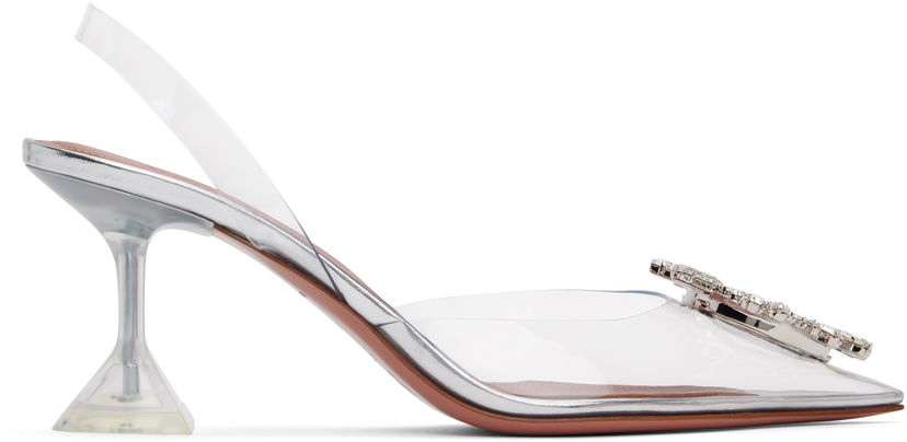 Кросівки та взуття Amina Muaddi Transparent Sling Heels with Crystal Embellishment Металік | BEGUM GLASS SLING 70 CL PVC