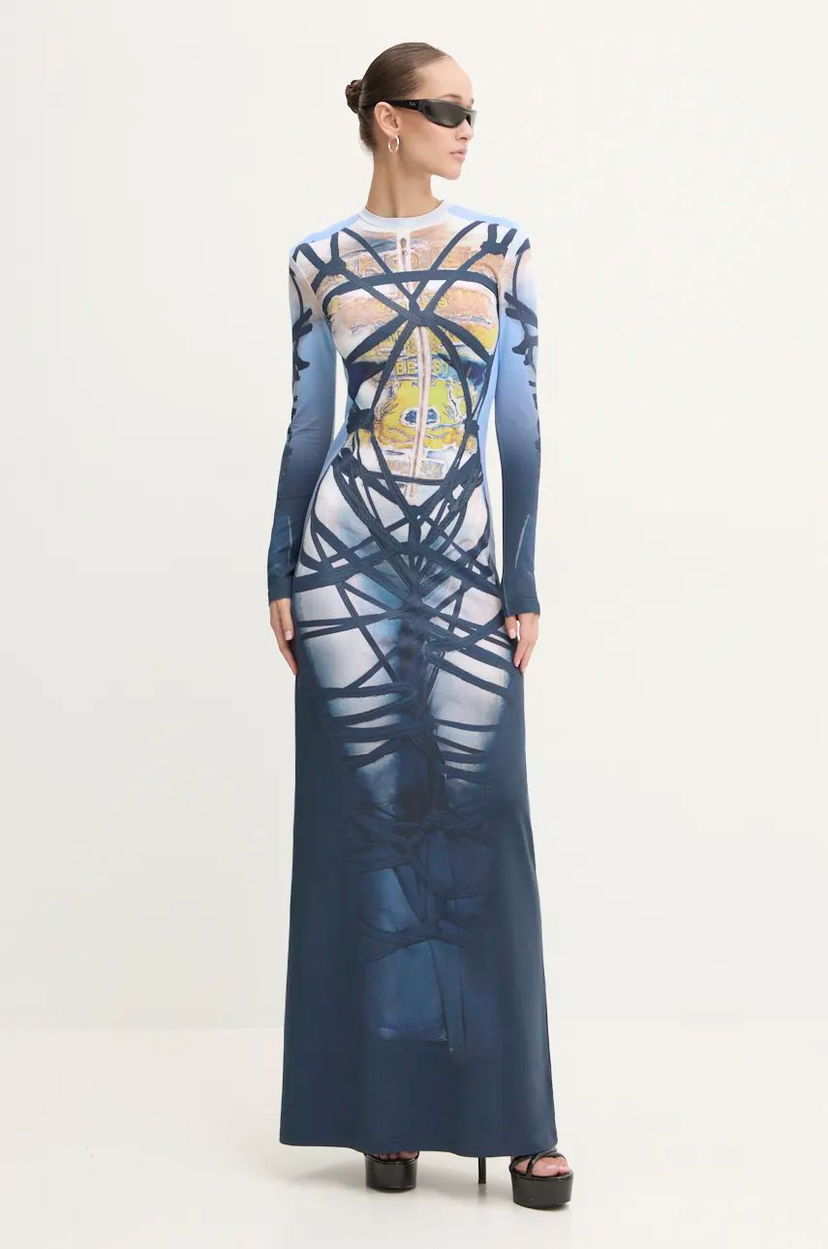 плаття Y/PROJECT Bondage Print Maxi Dress Синій | 104DR006