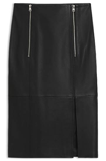 Спідниця BOSS Leather Pencil Skirt with Twin Front Zips чорний | 50542308