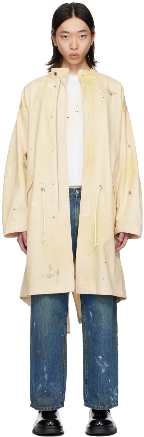 Дощовик Helmut Lang Painted Denim Long Coat бежевий | O05DM499