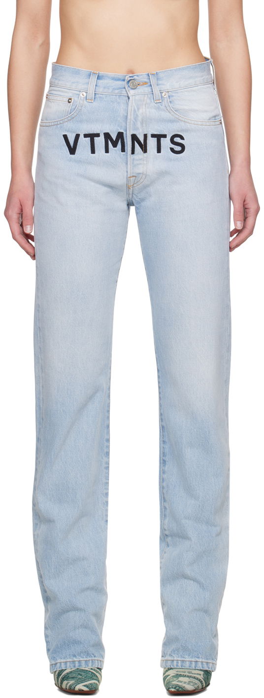 Джинси VETEMENTS Embroidered Jeans Синій | VL20PA280L