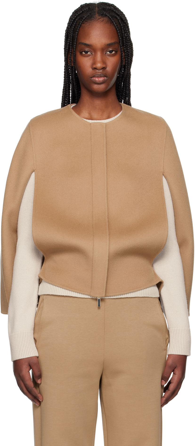 Жилет Max Mara Max Mara Helene Wool Cape Jacket Коричневий | 2519731011600