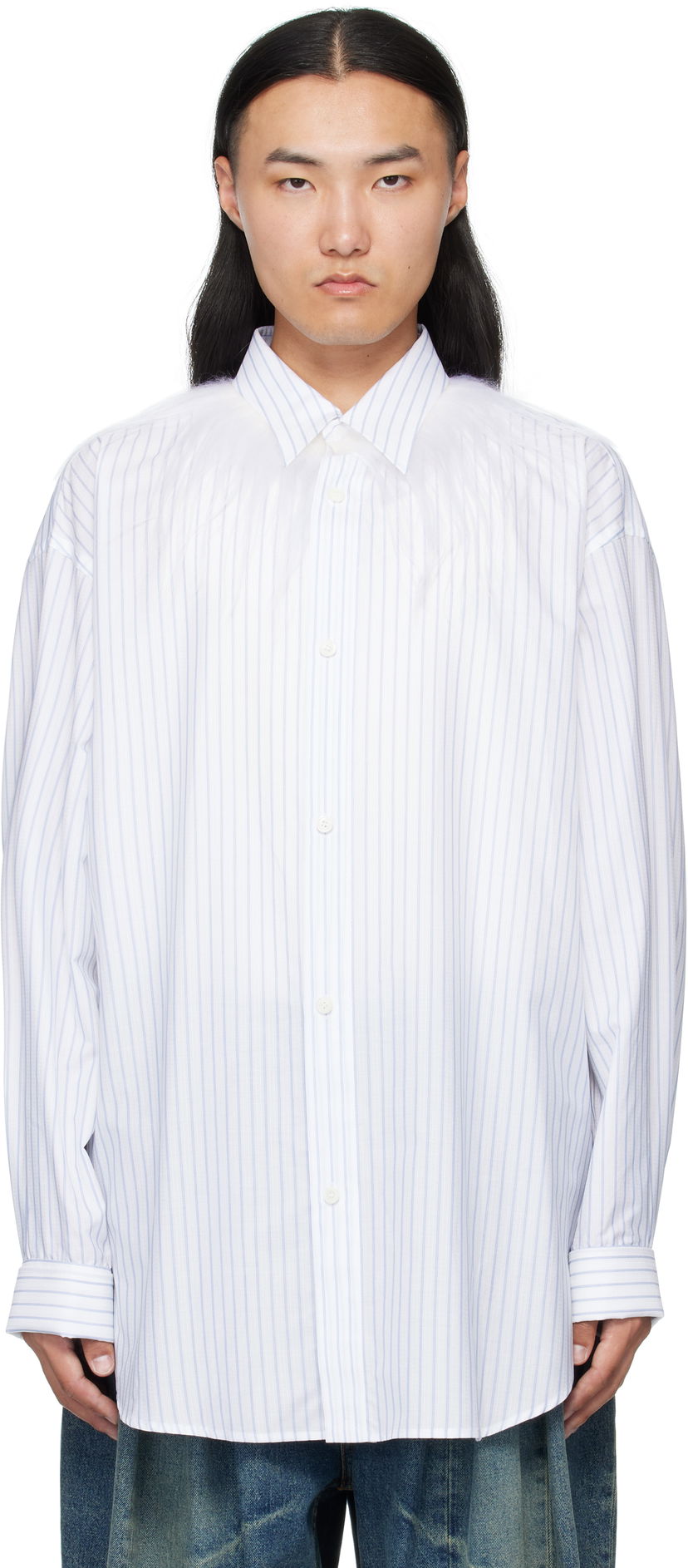 Сорочка HED MAYNER Hed Mayner Kidassia Striped Collared Shirt білий | HMMB60001P-HB049
