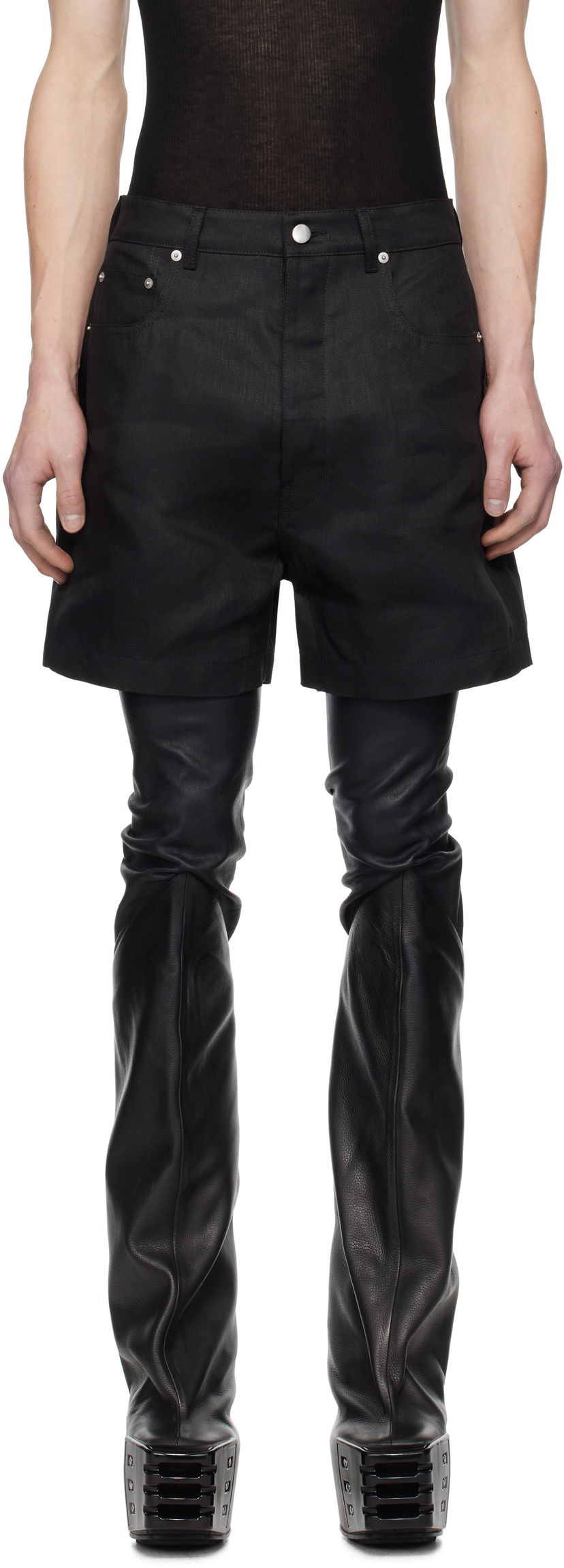 Шорти Rick Owens Rick Owens Hollywood Geth Cutoff Shorts чорний | RU01E5373 TWL