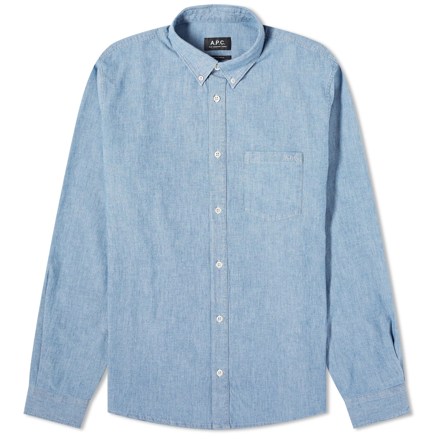 Сорочка A.P.C. Edouard Chambray Button Down Logo Shirt Синій | CODDE-H12509-IAI, 0