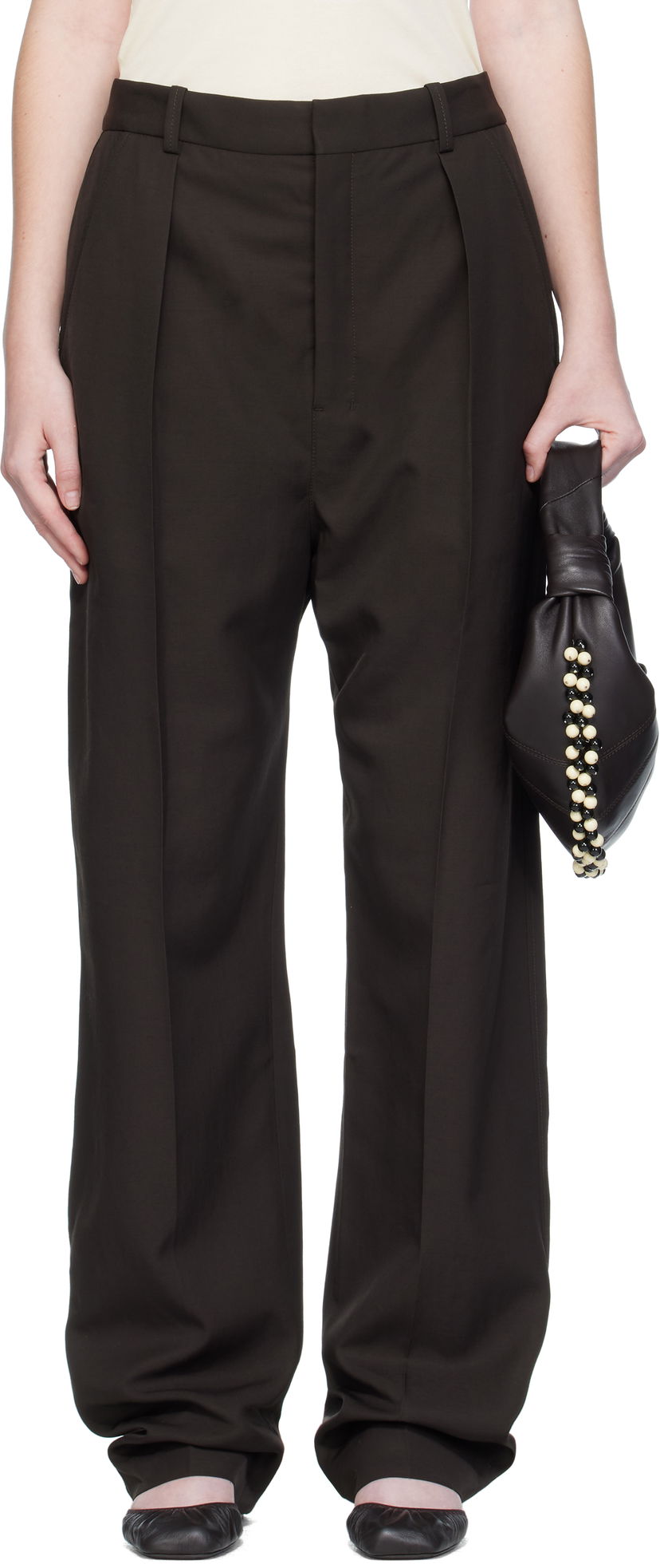 Штани LEMAIRE Lemaire Pleated Trousers Коричневий | PA1251 LF1362