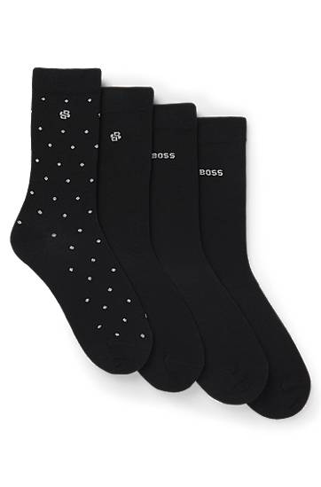 Шкарпетки BOSS Four-pack of regular-length socks with polka dot and monogram details чорний | 50546742, 0