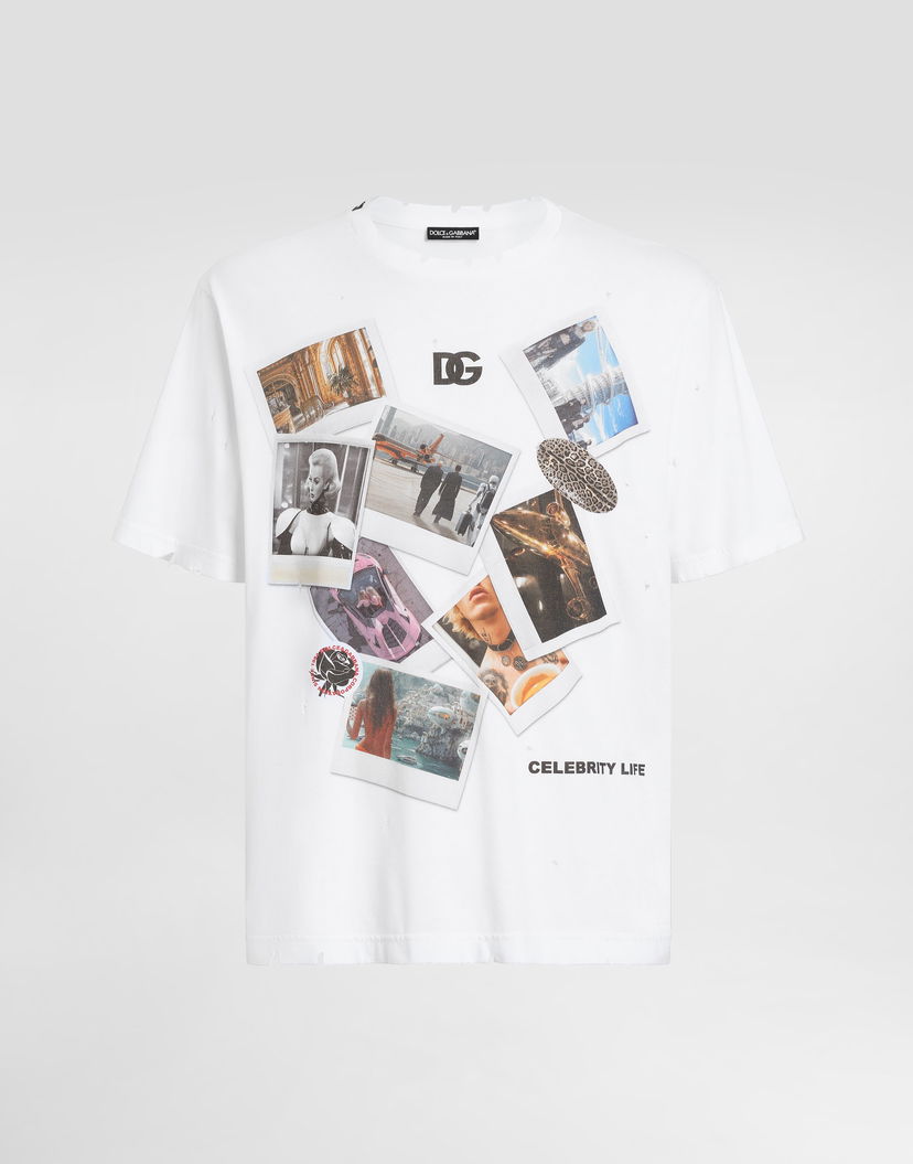 Футболка Dolce & Gabbana Cotton T-Shirt With Postcard Print білий | G8PN9TG7O4RW0800