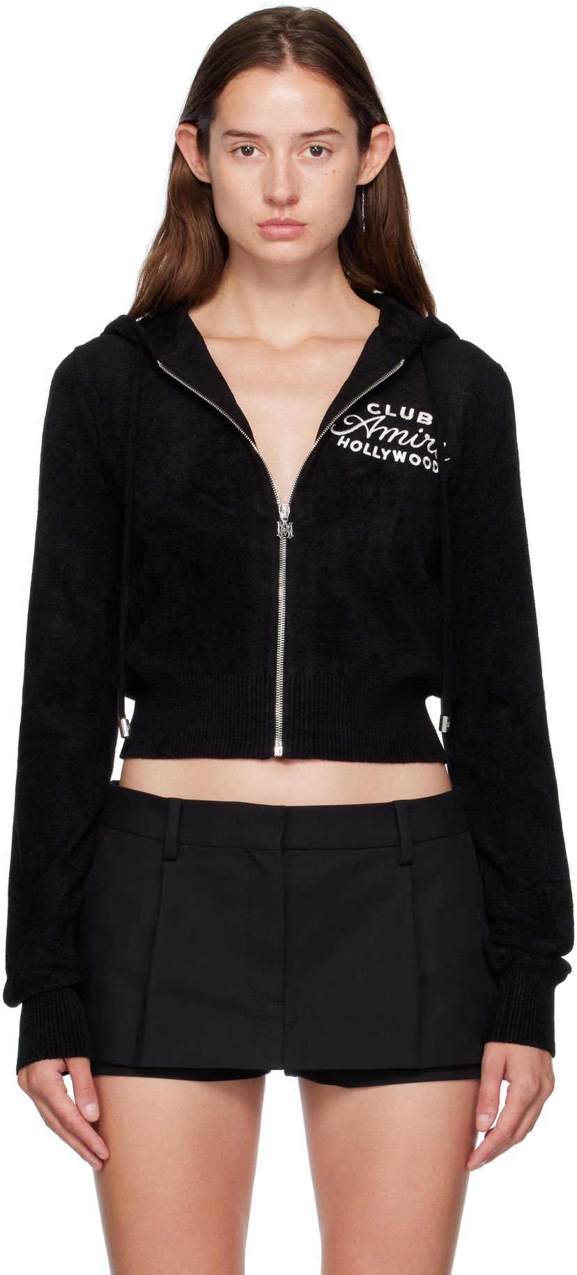 Світшоти AMIRI AMIRI 'Club AMIRI' Cropped Zip-Up Hoodie чорний | AWKNHD1010