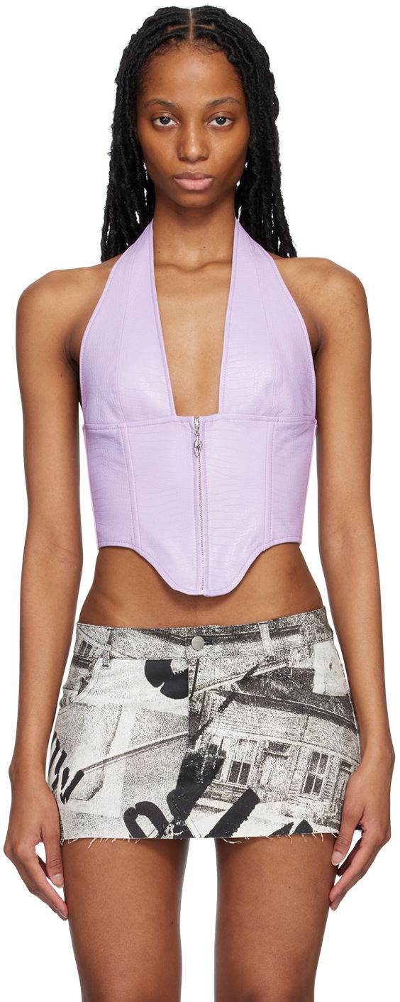 Безрукавка Miaou Miaou Hannah Jewett Edition Mara Halter Corset Top Фіолетовий | 7087VLLIL