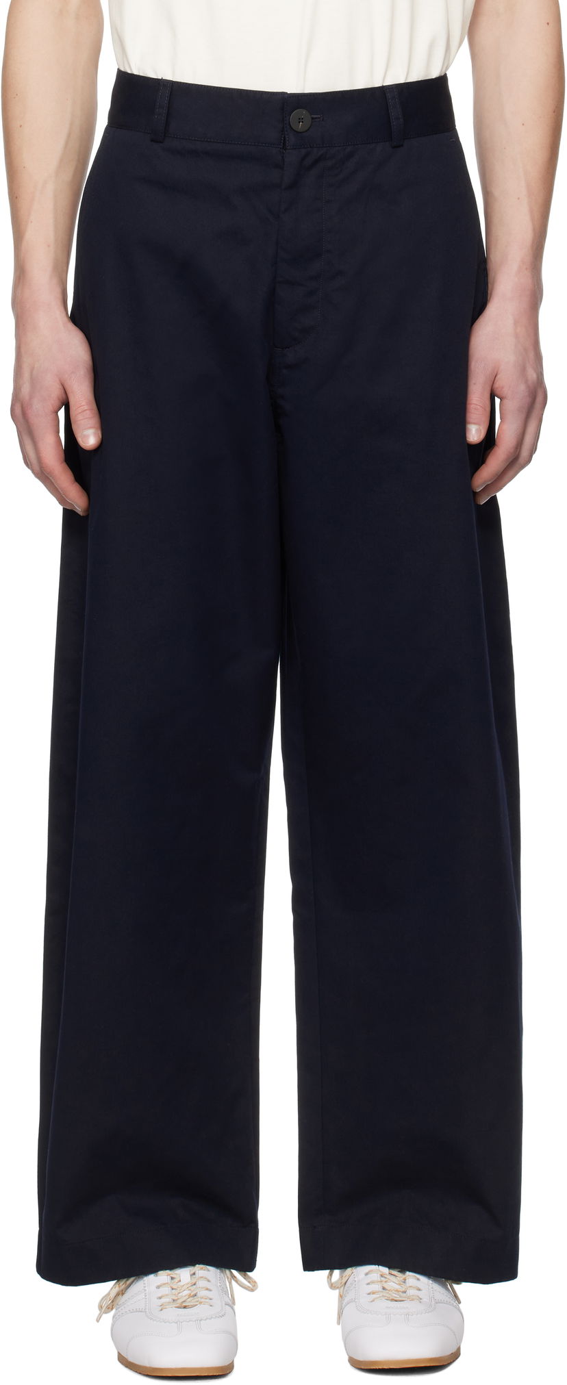 Штани Studio Nicholson Studio Nicholson Bosworth Wide-Leg Trousers темно-синій | BOSWORTH SNM - 1297