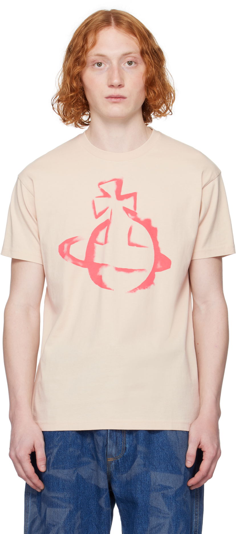 Футболка Vivienne Westwood Vivienne Westwood Stencil Orb Classic T-Shirt бежевий | 3G010033-J001M-