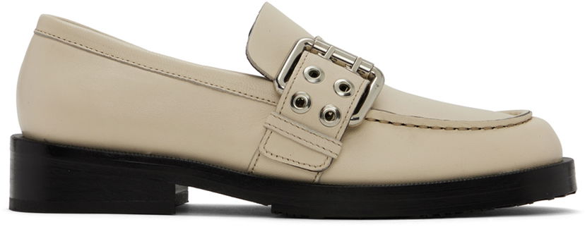 Кросівки та взуття BY FAR SSENSE Work Capsule Rafael Buckled Leather Loafers бежевий | 23CASOLOLCENAP