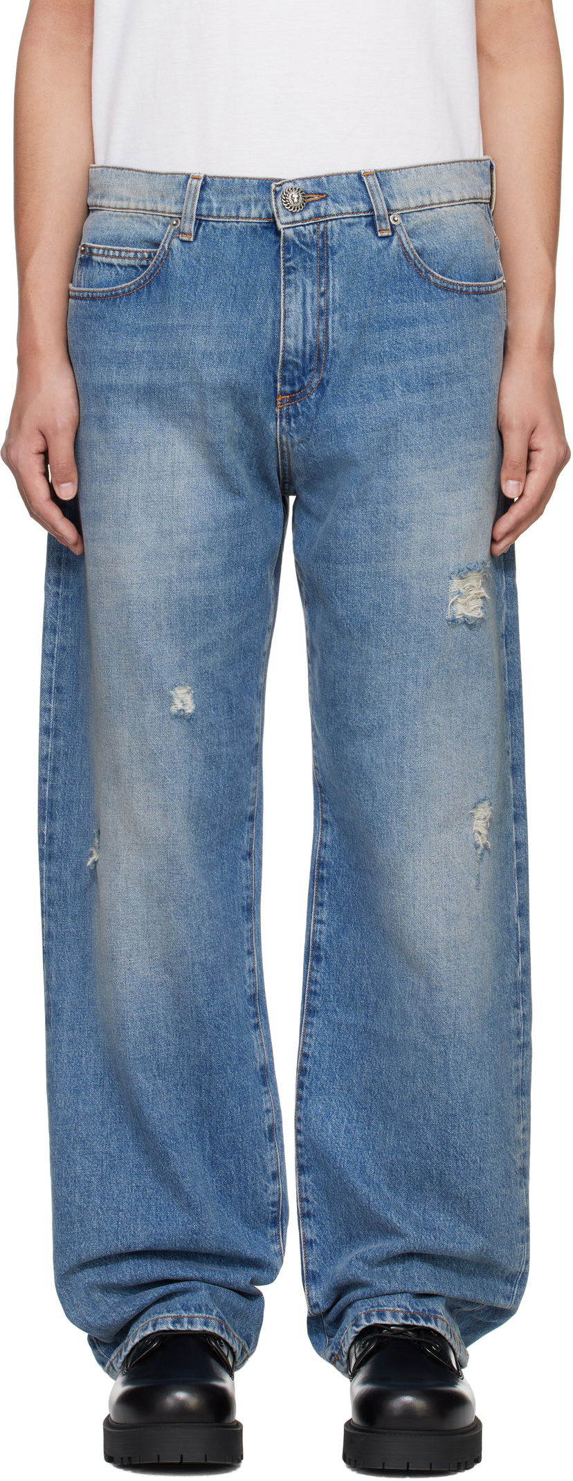 Джинси Balmain Balmain Loose-Fit Jeans Синій | EH1ML155DF44