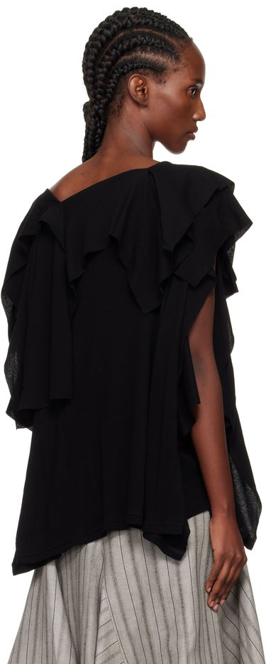 Футболка Yohji Yamamoto YOHJI YAMAMOTO High Twisted Crepe & Interlock Draped T-shirt чорний | FP-T38-082, 2