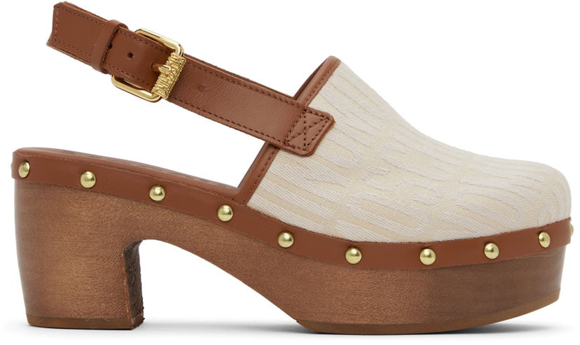 Одяг Moschino Moschino Allover Logo Canvas Platform Clogs білий | MN10097Z1I 106 10A