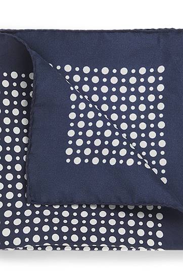 Шарф BOSS BECKHAM x BOSS Silk Pocket Square with Dot Print темно-синій | 50549107