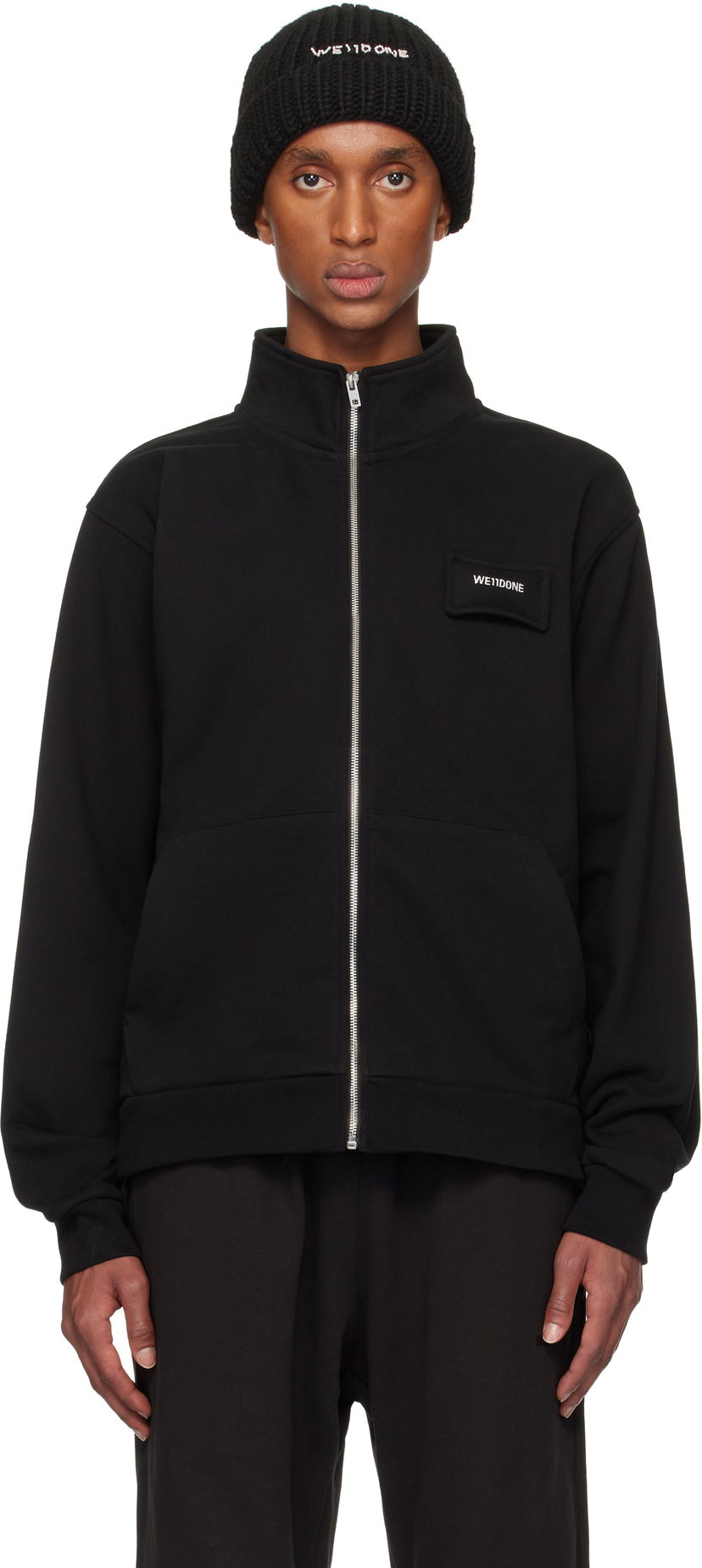 Світшоти We11done Pillow Logo High-Neck Jacket чорний | WD-TJ3-24-827-U-BK