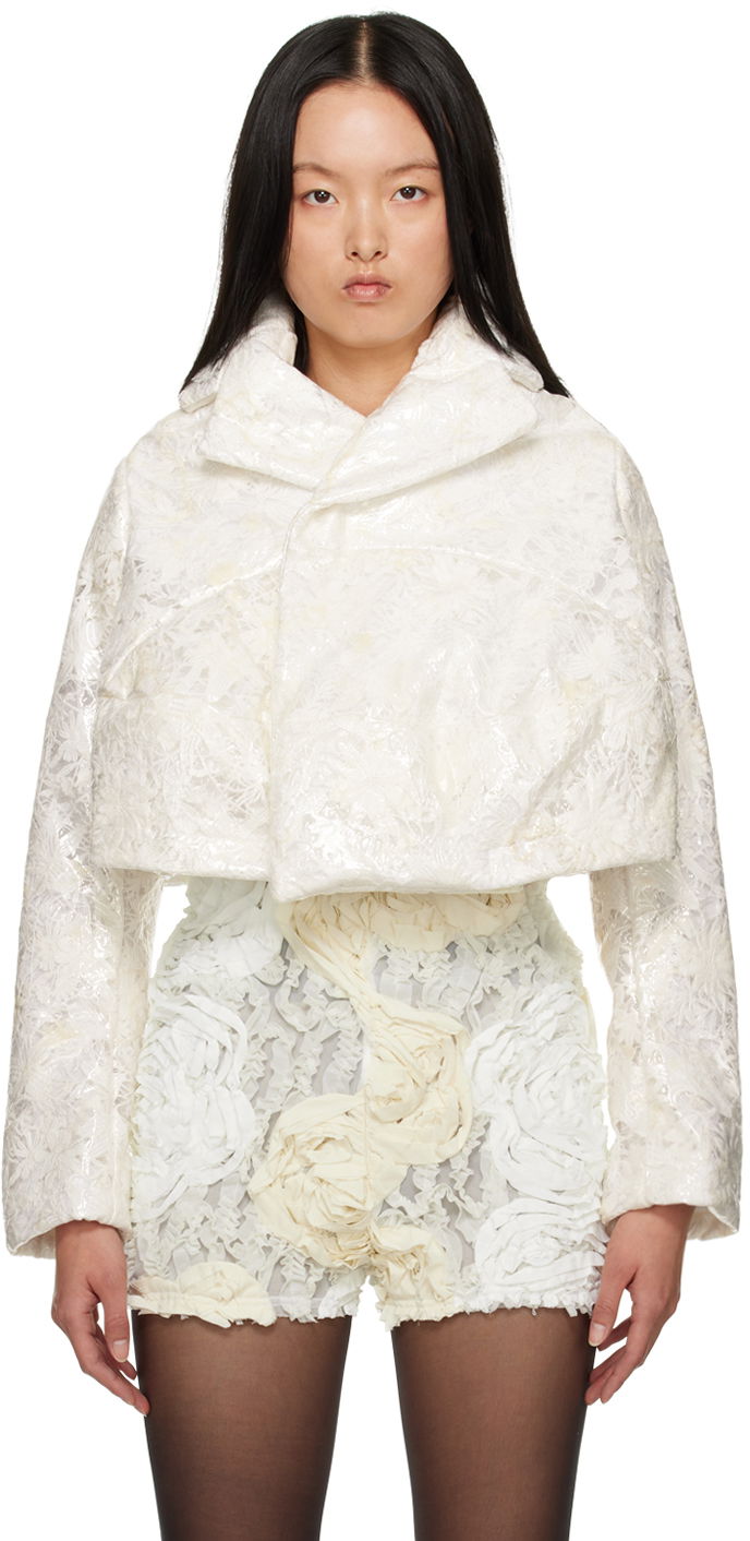 Куртка бомбер Comme des Garçons Notched Cropped Jacket білий | GK-J021-051