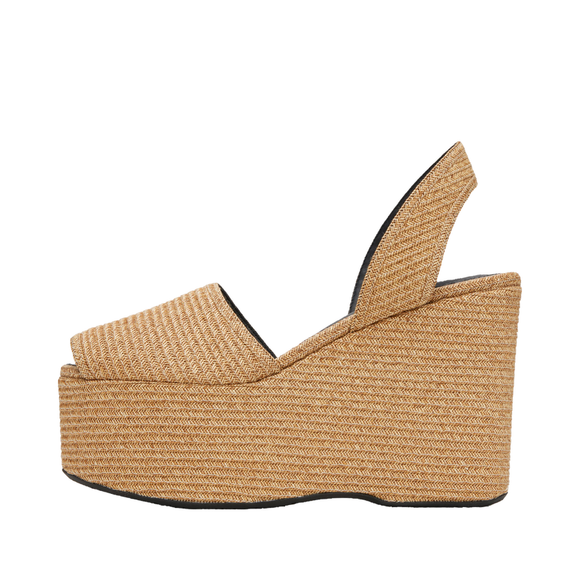 Кросівки та взуття Alaïa ALAÏA Wedge Paper Straw Heeled Sandals бежевий | AA3S129TK054