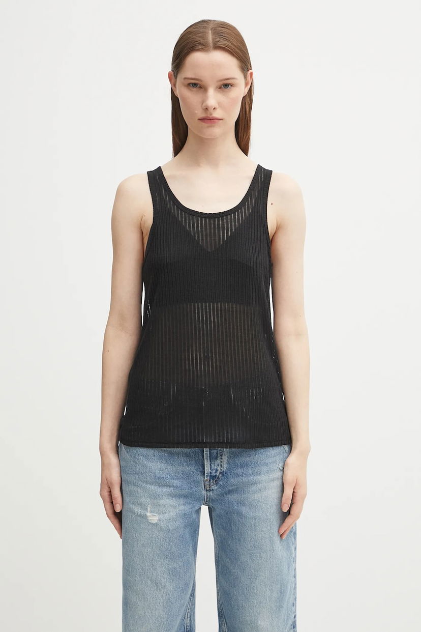 Безрукавка Anine Bing eugene Sheer Ribbed Tank Top чорний | A.08.11256