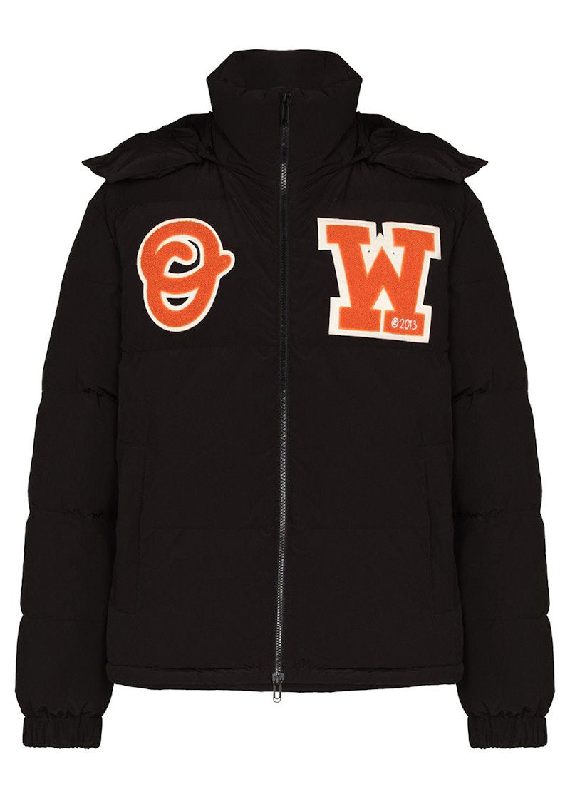 Пуховик Off-White Logo Patch Puffer Jacket Black/Orange чорний | OMED040C99FAB0011020