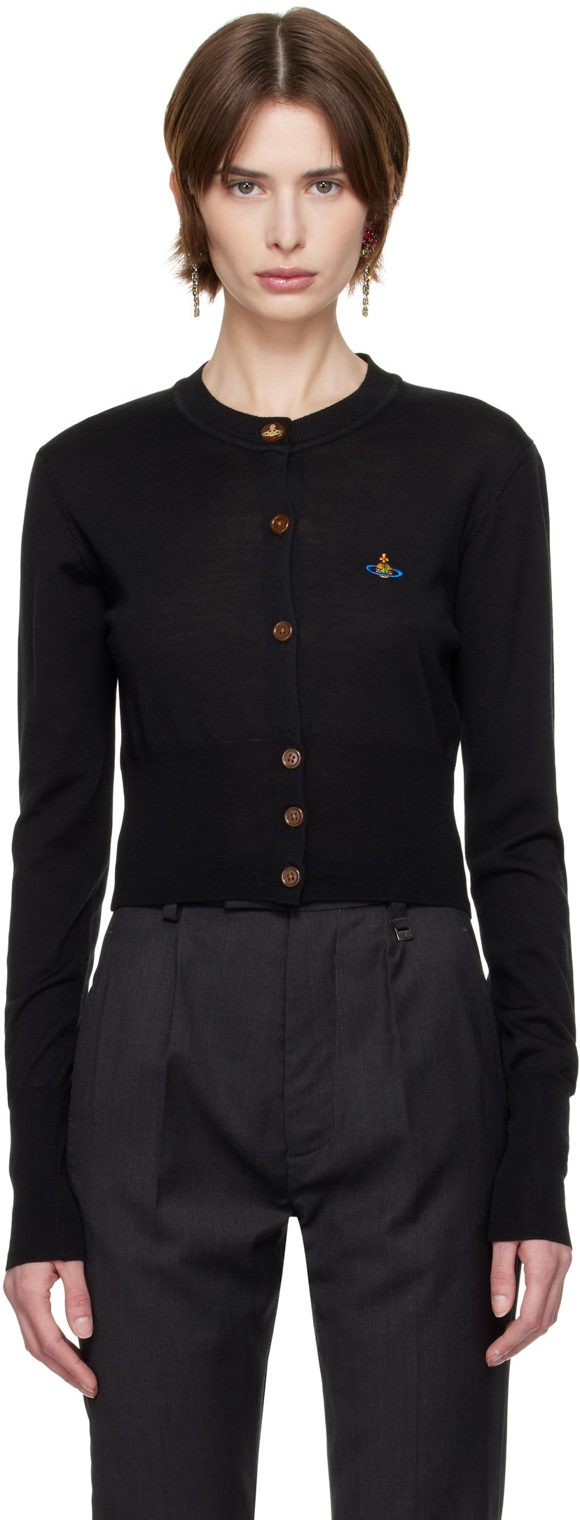 Cветр Vivienne Westwood Vivienne Westwood Bea Cropped Cardigan чорний | 1803002U-Y001A-