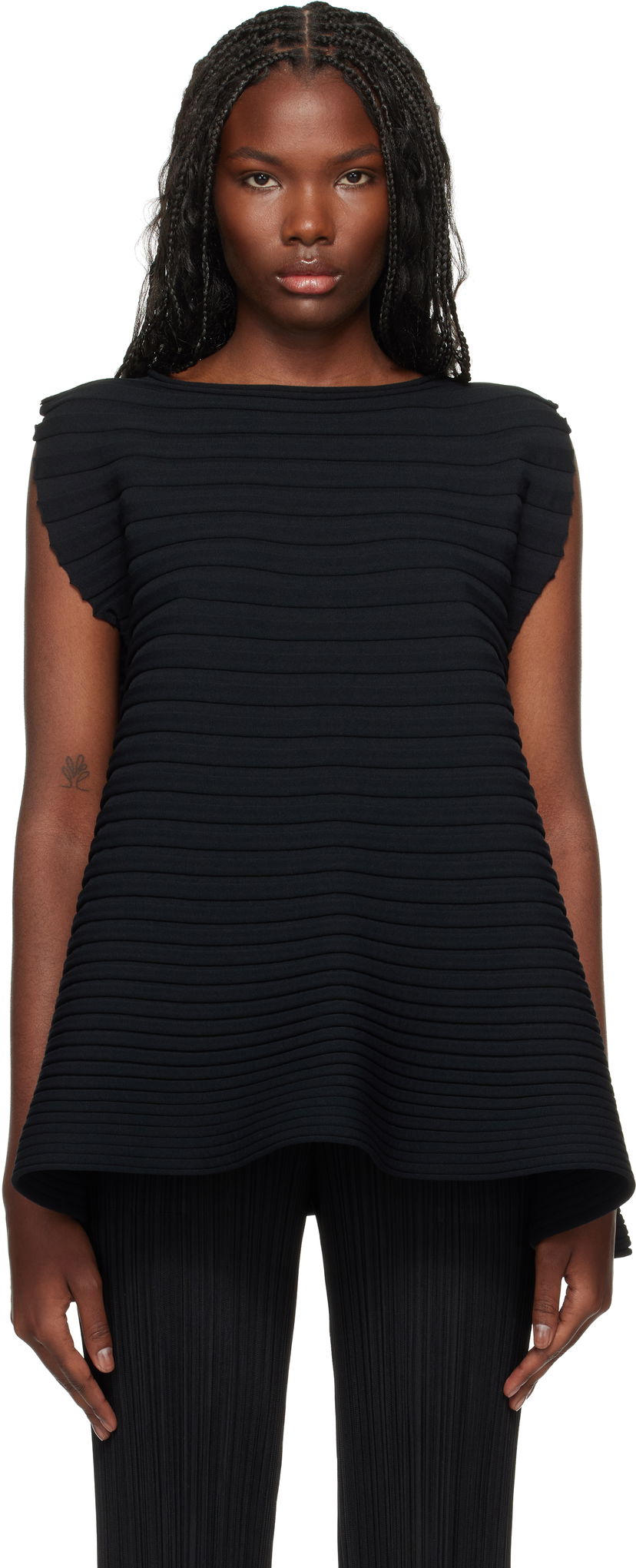 Футболка Pleats Please Issey Miyake Knit Top чорний | PP48KK791